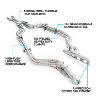Collecteur d'échappement en X pour Ford Mustang 5.0L 2015-2024 en acier SUS304 avec bouclier thermique – Vente en gros usine