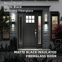 Porte battante sur mesure en fibre de verre isolante avec finition noire mate moderne, isolation acoustique et double vitrage trempé