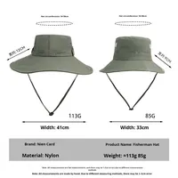Nouveau Chapeau de Pêcheur Rayé 100% Coton Séchage Rapide pour l'Hiver, le Camping, la Randonnée, l'Escalade, Style Cowboy Western avec Cordon de Serrage