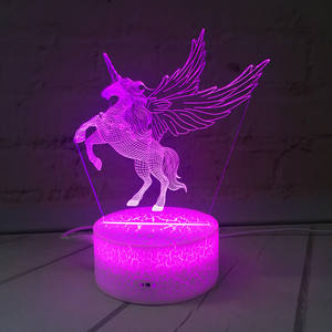 <span class=keywords><strong>Licorne</strong></span> Cheval Volant Pégase 3D Fissure Lampe atmosphère Animaux Capteur Tactile A Mené La Lampe De Lumière De Nuit - Product Image 4