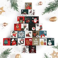Maßgefertigter 24-teiliger Weihnachts-Adventskalender Leere Überraschungsbox-Set Faltbare Süßigkeiten- und Schokoladen-Geschenkverpackung für den Feiertags-Countdown