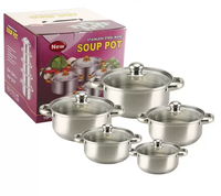 Ensemble de casseroles et poêles en acier inoxydable de qualité supérieure, 10 pièces, avec couvercles en verre, compatible induction, pour la cuisine