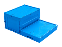 Caisse en plastique PP/PE pliable et repliable de 600x400x320 mm avec couvercle intégré pour le stockage et le déménagement, style caisse en maille