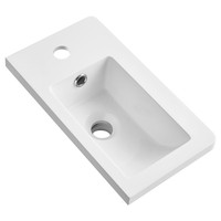 Nouveau design, petite taille, lavabo en résine tendance européenne, lavabo rectangulaire simple pour appartement moderne en ville