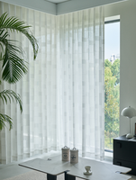 Cortinas Translúcidas Blancas con Rejilla Horizontal ZSTARR, Cortinas Semitranslúcidas que Filtran la Luz con un Sutil Patrón de Bloques para Decoración del Hogar
