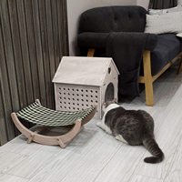 Maison pour chat, cage extérieure, abri entièrement assemblé, maison en contreplaqué pour se cacher, pour chats, lapins et petits chiens