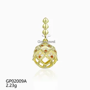 Grace Jewelry Deluxe Mysterious Dragon Scale Shape Gemstone Zircon Sterling 925 Silver Custom Pendant For Jewelry