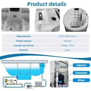 Baignoire Balnéo Acrylique Aquaspring 23 Jets, Mini Spa <span class=keywords><strong>Jacuzzi</strong></span> Extérieur pour 2 Personnes, Bain à Remous Intérieur Autoportant Moderne - Product Image 3