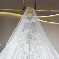 Robe de mariée Jancember JFH132 ivoire sans bretelles, style robe de bal, avec corsage brodé et jupe à bordure en dentelle festonnée pour la mariée