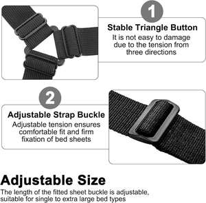 Sujetador de Sábanas Elástico con 12 Clips, Fijadores de Colchón, Sujetadores de Mantas, Correas Antideslizantes - Product Image 4