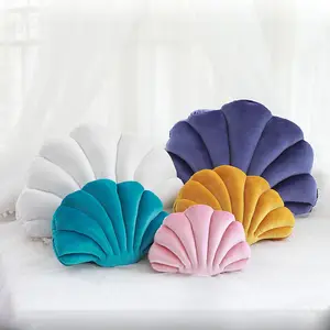 3D Seashell Kussen Fluwelen Zachte Pluche Pop Speelgoed Sierkussen Decoratieve Kussens Voor Bed Couch Home Office Decor