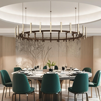 Lustres contemporains de luxe en albâtre rond pour hôtel et restaurant, luminaires suspendus pour table à manger, pour plafond haut