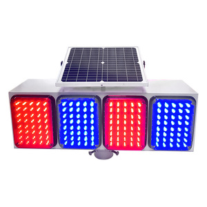 Chuang An Yue Luz de advertencia intermitente LED con energía solar, 4 juegos de luces de 4 lados, rojas y azules, para seguridad en la construcción de carreteras, uso nocturno - Product Image 4
