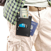 Porte-cartes d'identité LeapX personnalisé en nylon avec fermeture éclair, à porter autour du cou, anti-RFID, étanche, sac banane portable pour voyages d'affaires, motif géométrique