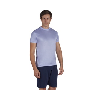 Camiseta Lisa Informal Lila de Jersey Sólido de Alta Calidad para Hombre, con Mangas Cortas y Cuello Redondo, 100% Algodón Teñido, Estilo Italiano - Product Image 1