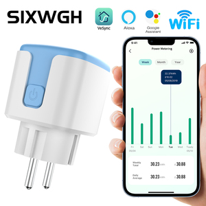 SIXWGH <span class=keywords><strong>VeSync</strong></span> Facturación inteligente WiFi 16A Enchufe DE LA UE Aplicación de voz para el hogar Control remoto Temporización Monitoreo de energía Compatible con Google Home Alexa - Product Image 2