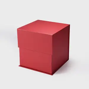 定制标志印刷Deboss A6立方体磁性闭合食品礼品篮红色礼品盒现货