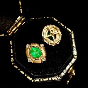 Xinfly 18K Solid Gold 0.55CT Natural <b>Emerald</b> Diamond <b>Stud</b> Earrings Custom Fashion Jewelry for Women - Product Image 3