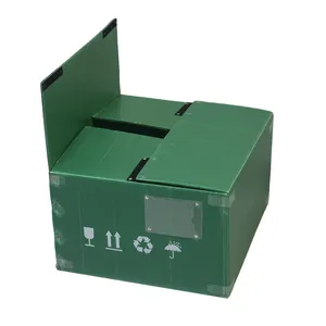 2024热卖防水可折叠耐用绿色波纹塑料盒塑料周转箱