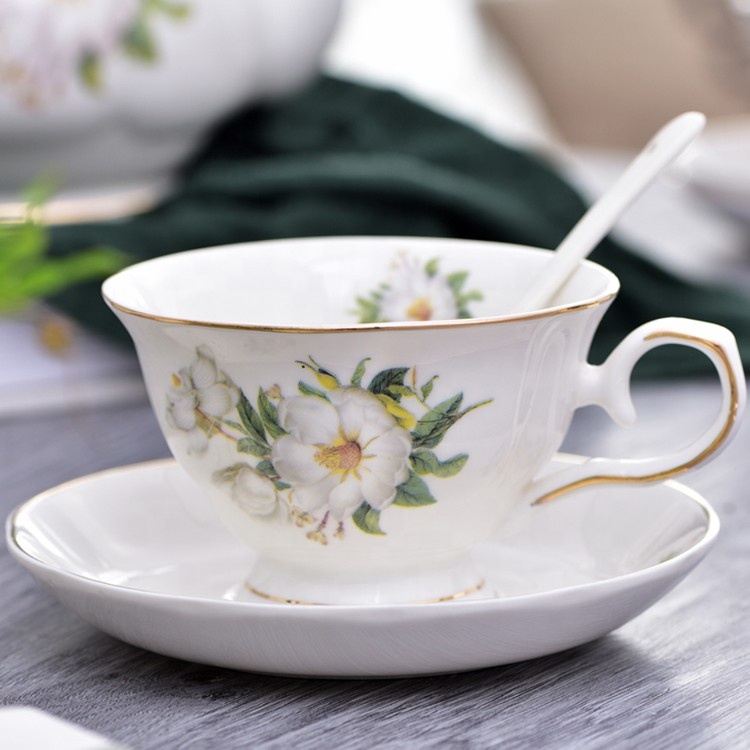 一件代发骨质瓷咖啡杯子碟子定制logo陶瓷茶杯和菜 - buy bone china