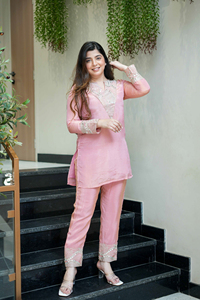 Salwar Kameez Kurta traditionnel pour femmes, rose, longueur cheville, décontracté, pour les fêtes, coupe régulière, séchage rapide, style Inde Pakistan - Product Image 3