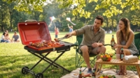Barbecue d'extérieur portable de petite taille à gaz pour jardin, fabriqué en Chine