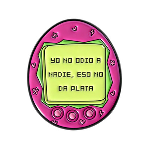 Pins de esmalte retro con diseño de huevo y cita en español de Tamagotchi, divertidos, con la frase 'Yo No Odio A Nadie', pin de solapa de arte pixelado colorido, como regalos para amigos - Product Image 3