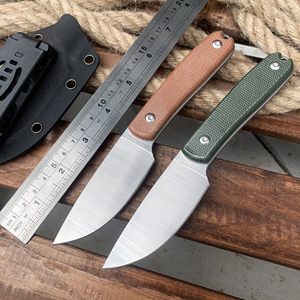 GT0160 سكين بشفرة ثابتة قابلة للتخصيص 14C28N مقبض كتان عالي الجودة مع غمد Tunafire - Product Image 1