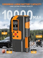Nouveau compresseur d'air portable 12V, gonfleur de pneus, jauge de pression numérique, moniteur de pression des pneus, batterie 10000mAh, matériau ABS, pneus
