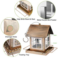 Mangeoires à oiseaux en forme de maison JH-Mech, uniques, pour l'extérieur, faciles à remplir et à nettoyer, mangeoire à oiseaux suspendue en métal robuste