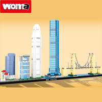 WOMA TOYS Fábrica de Juguetes, Bloques de Construcción de Plástico Personalizados al por Mayor, Arquitectura de Ciudad China, Modelo de Hong Kong, Decoración del Hogar