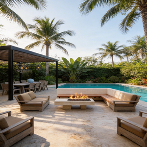 Ensemble de meubles d'extérieur en teck résistant aux intempéries, style vintage en bambou, ensemble de meubles de <span class=keywords><strong>jardin</strong></span> en bambou de style africain, ensemble de canapés de patio toutes saisons - Product Image 2