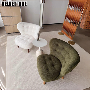 Nuova Poltrona <span class=keywords><strong>Petra</strong></span> Cozy Curva per Soggiorno - Seduta Lounge in Morbido Tessuto <span class=keywords><strong>di</strong></span> Lana d'Agnello per Interni Accoglienti - Product Image 4