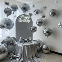 Grands ballons en feuille d'or métallique, ballons gonflables 4D effet miroir en Mylar pour décorations de fête d'anniversaire et de baby shower