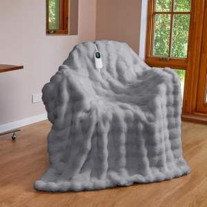 Plaid chauffant électrique 220 V pour la maison, automne/hiver, en fausse fourrure, couverture chauffante en peluche, châle chauffant portable - Product Image 1