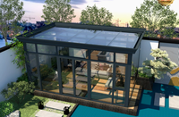 Véranda extérieure triangulaire moderne et minimaliste, double vitrage trempé, en alliage d'aluminium, design écologique à énergie solaire pour hôtel et parc