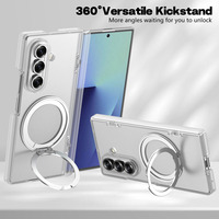 Étui de téléphone antichoc pliable à double charnière avec anneau magnétique rotatif à 360° transparent mat de qualité supérieure pour Samsung Galaxy Z Fold 8 Ultra