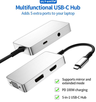 Hub USB-C 5in1 Baru - 0101 PD 100W Pengisian Daya Multi-port Hub Audio 3.5mm Audio