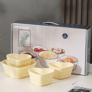 Ceramics Noodle Bowl Heart Shape Porcelain Tableware Dinnerware <strong>Gift</strong> Box <strong>Set</strong> White <strong>Baking</strong> Plate Ceramic Fruit Ramen Bowl <strong>Set</strong> - Product Image 4