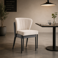 Chaise de restaurant rembourrée en tissu avec pieds en métal, dossier capitonné et coussin rembourré, chaise de salle à manger commerciale