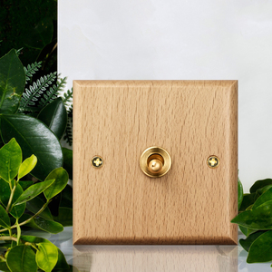 Panel de enchufe de pared Retro de madera maciza de estilo minimalista nórdico haya primaria con palanca de latón Color primario - Product Image 5