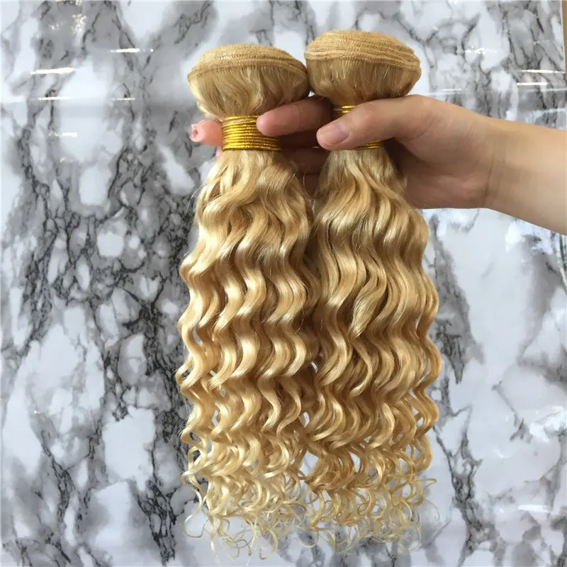 Factory Price Hair Bundles Deep Wave #613 Blonde Color Hair Extension