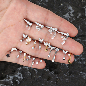 Novedad de Fábrica al por Mayor: Joyería de Titanio para Piercings Corporales, Pendiente Labret de Rosca Interna 16G, Anillo para Oreja, Pendiente Helix - Product Image 1