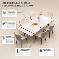 Nouvelle table à manger et ensemble de chaises rectangulaires multifonctionnelles extensibles en marbre épaissi, style minimaliste italien pour la maison