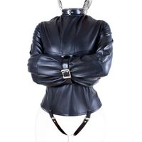 Top Body Veste À Manches Longues En Cuir Camisole Bondage Retenue Ouvert Entrejambe Veste Droite Fétiche Gimp Cosplay Adulte Sex Toy