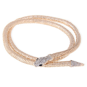 Collar de cadena dorada con forma de serpiente e incrustaciones de diamantes para mujer, joyería de fiesta, aleación de zinc, diseño animal, accesorio de moda. - Product Image 5