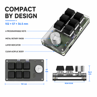 Mini Teclado Inalámbrico SIKAI Tri-Modo de 6 Teclas y 1 Perilla, BT 2.4G USB, Panel de Teclas de Acceso Rápido Personalizables, Retroiluminación RGB para Edición de Volumen y Flujos de Trabajo de Creadores