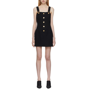 Robe Courte Moulante Noire Élégante pour Femme, Taille Haute, avec Boutons Dorés, Idéale pour le Bureau – Fabrication Personnalisée en Usine - Product Image 1