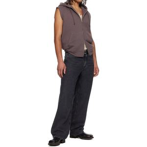 <b>Men</b> Thick Heavyweight Cotton <b>Fleece</b> Cropped Boxy Hoodie Raw Edge Raglan Cap Sleeves Zip Closure Sleeveless <b>Vest</b> Hooded Hoodie - Product Image 6