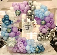 Kit d'arche de ballons de Noël, bleu pastel mignon, flocon de neige violet, étoile irisée, cœur, pays des merveilles d'hiver, fournitures pour fête de Noël